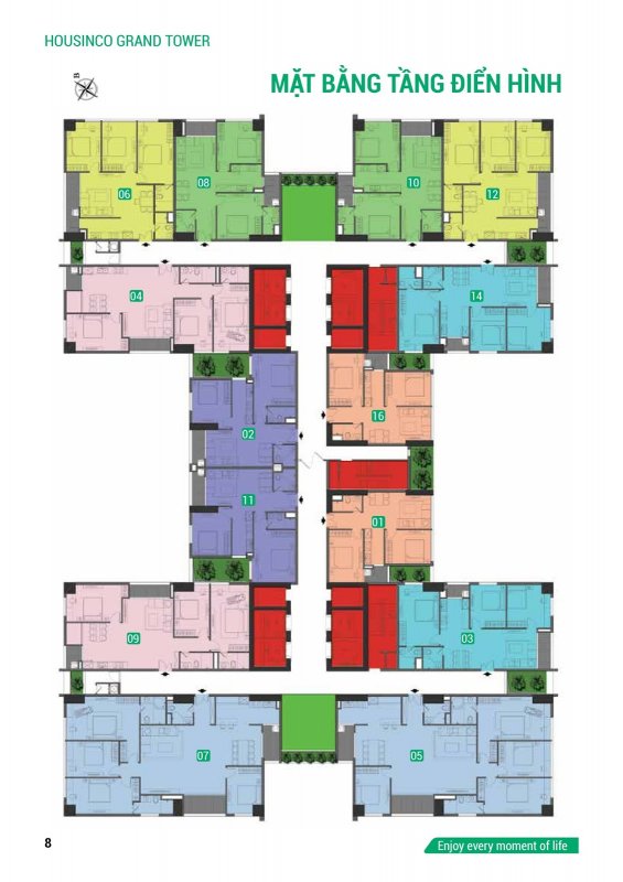 Mặt bằng căn hộ chung cư Housinco Nguyễn Xiển