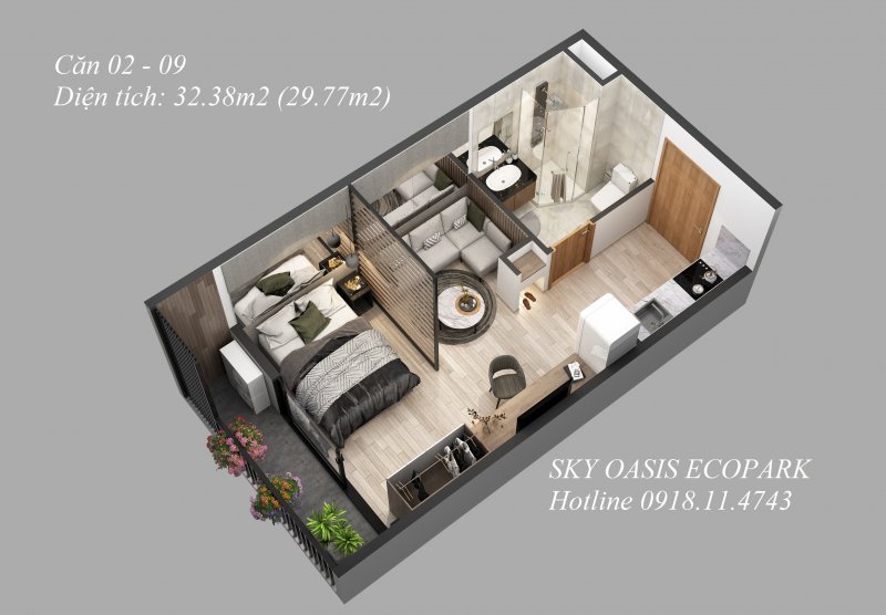 Căn Studio 02 09Chung cư Sky Oasis Residences Ecopark