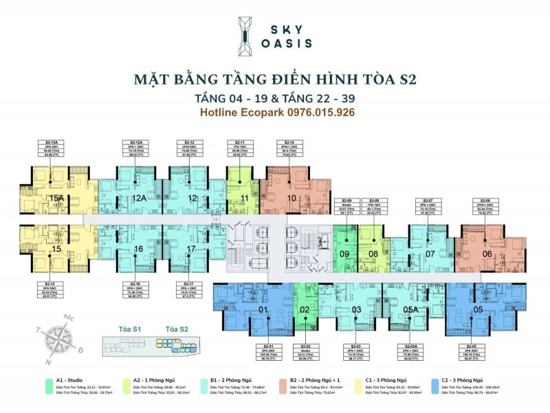 Mặt bằng tòa S2 Sky Oasis