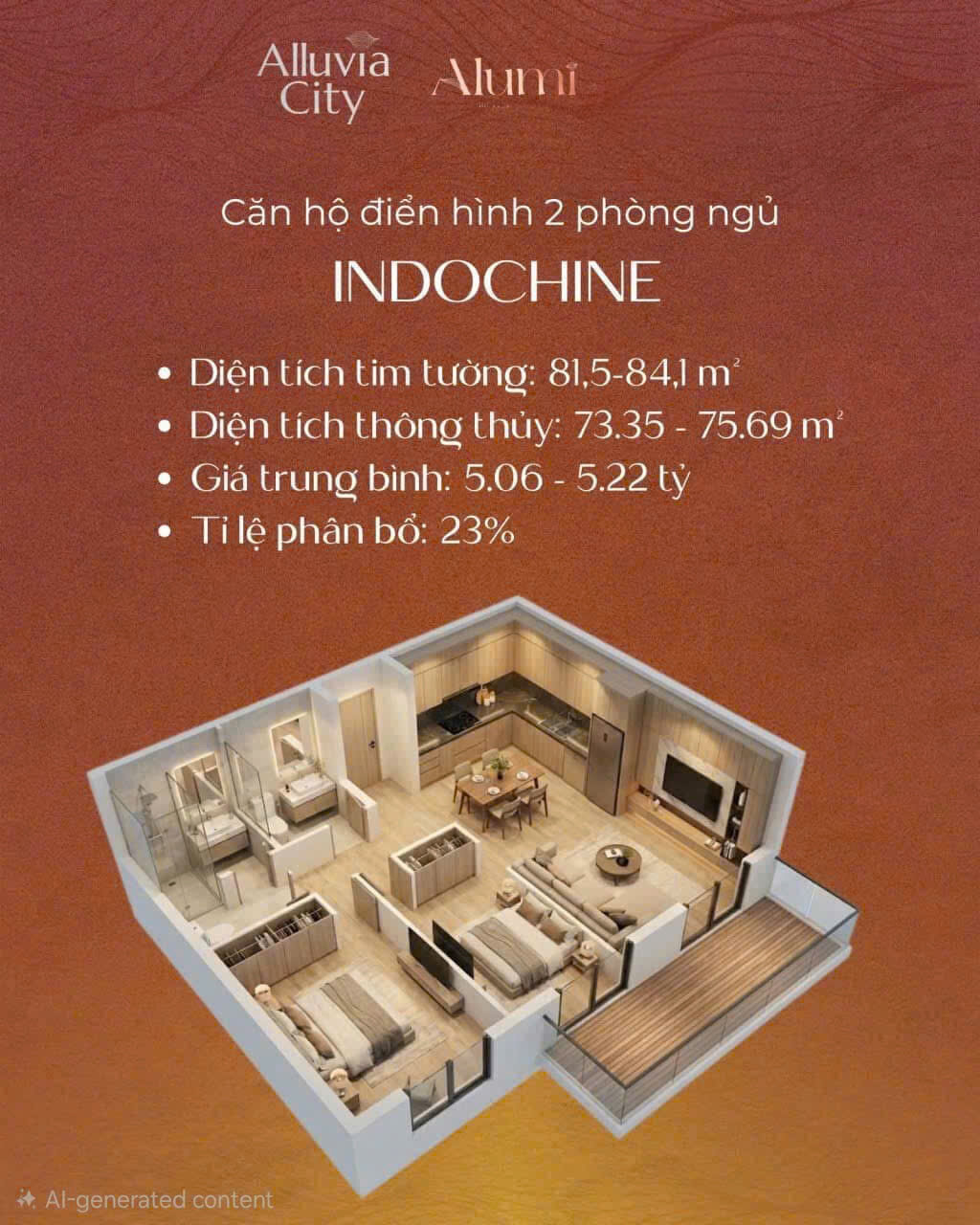 Thiết kế căn 2PN Chung cư Alumi Alluvia City