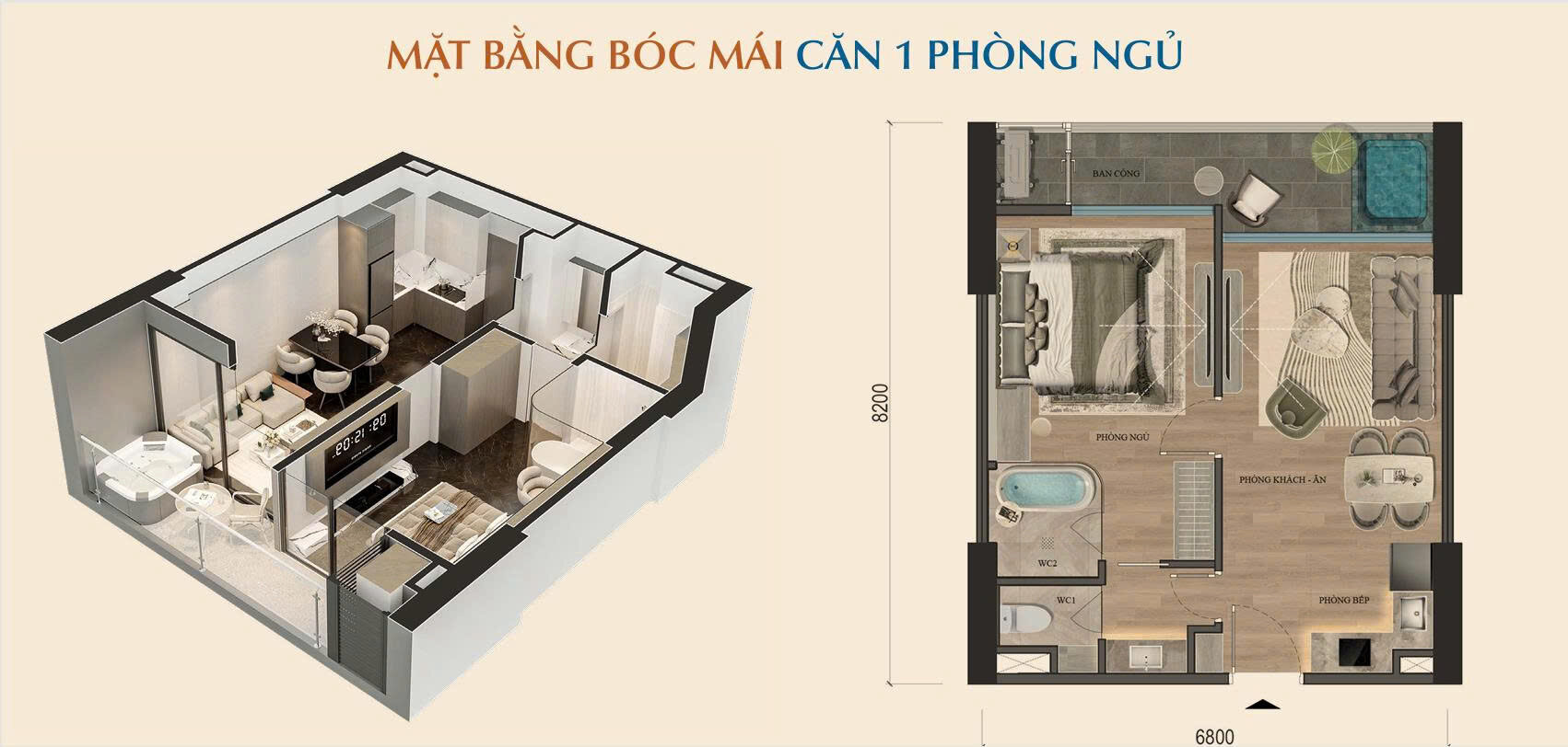 Căn hộ 1 ngủ Tòa Avenue Alluvia