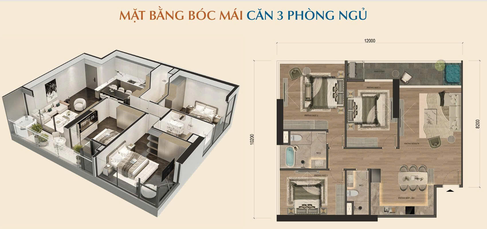 Căn hộ 3 ngủ Tòa Avenue Alluvia