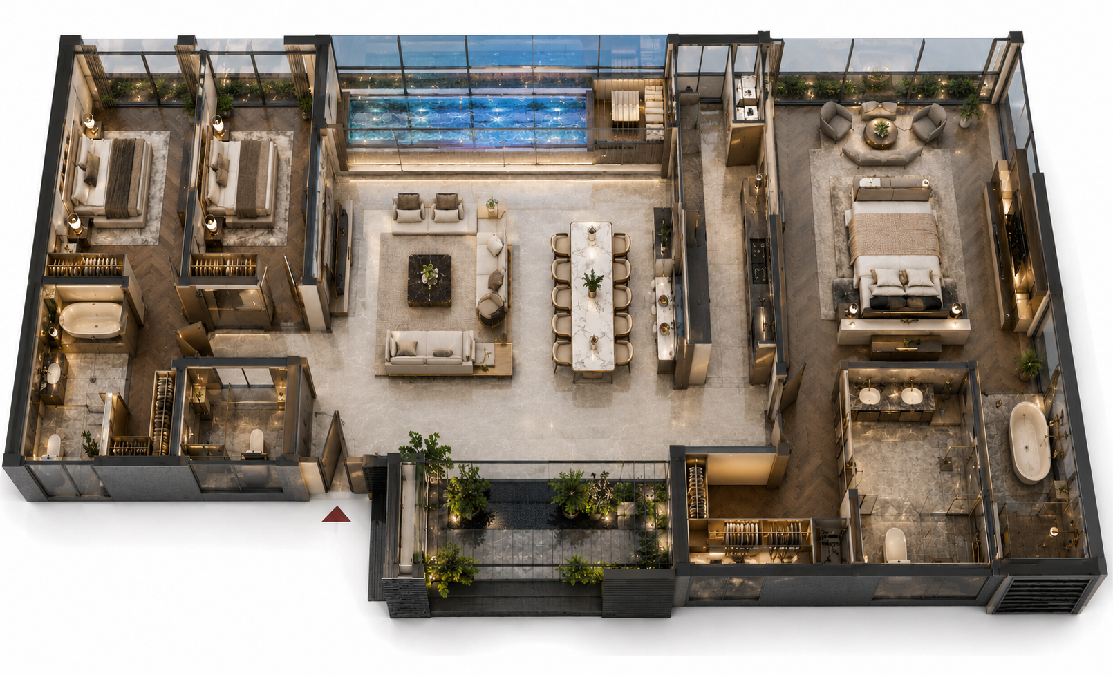 3D Nội thất Penthouse Avenue