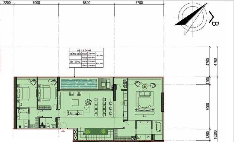 Mặt bằng Penthouse Avenue 437m2